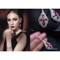 Platinum Plated Champagne | Ruby | Emerald | Sapphire Earrings - Diamond Cut Original Swiss Cubic Zirconia